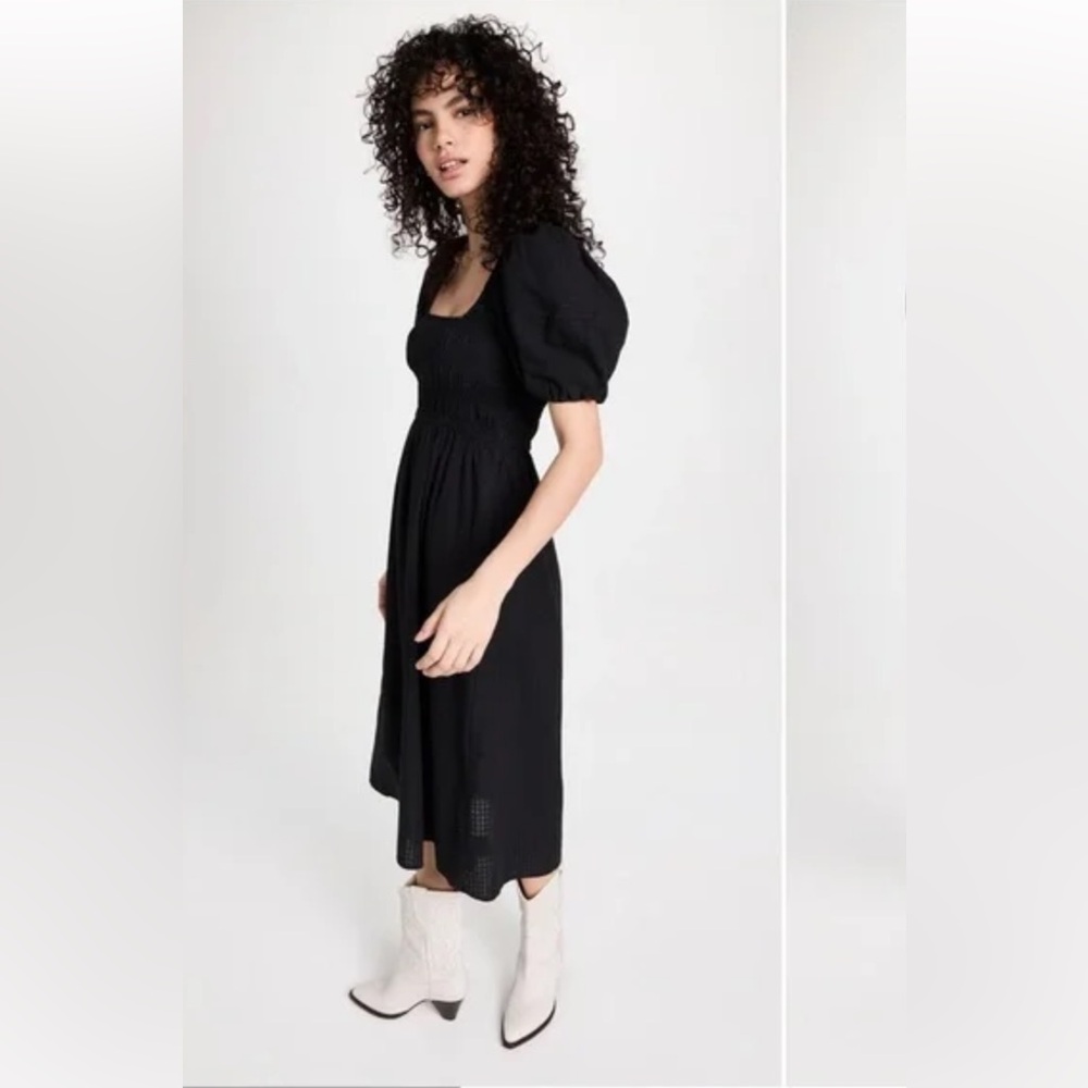 Madewell black dress. Smocked bodice puff sleeves size 4 - Picture 2 of 11